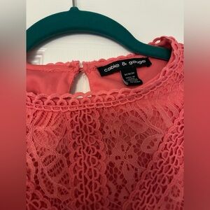 Cable & Gauge Pink Lace Blouse